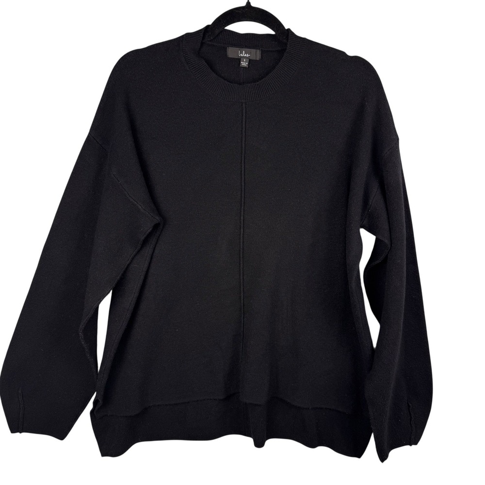 Lulus Sweater Small Oversized Black Knit Pullover Relaxed Fit Long Sleeve‎ - Picture 4 of 13
